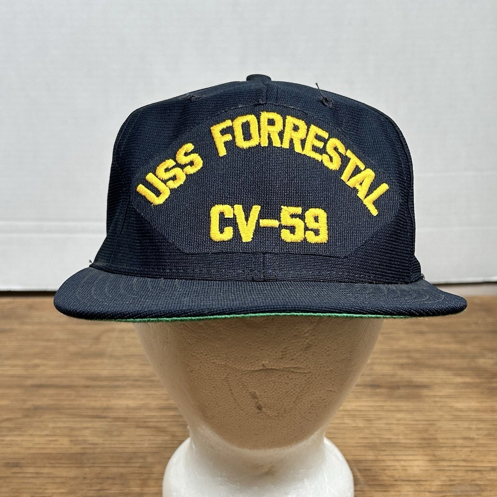 USS Forrestal CV-59 Hat New Era‎ Pro Design Snapback Men's Navy Blue Made In USA